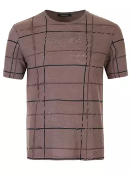 Льняная футболка в клетку