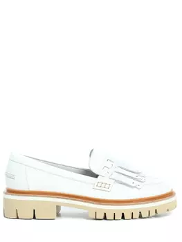 Лоферы кожаные с бахромой