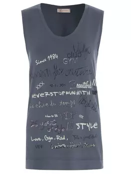 Майка из вискозы с принтом VIA DELLE PERLE