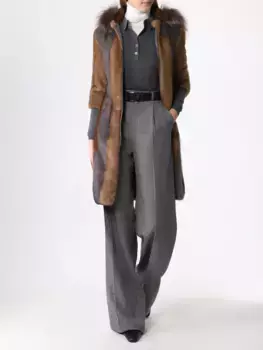 Норковая шуба с капюшоном