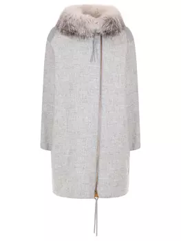 Пальто шерстяное с мехом лисы AGNONA