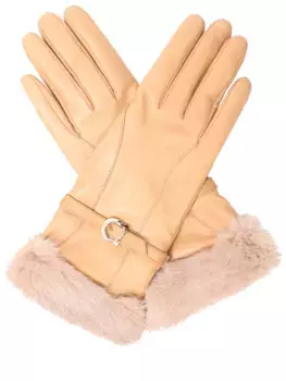 Перчатки кожаные с мехом норки S.FERRAGAMO