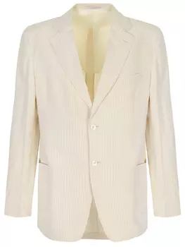 Пиджак из шелка и льна в полоску ZEGNA