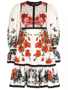 Платье хлопковое с принтом ALEXANDER MCQUEEN