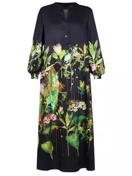 Платье хлопковое с принтом MARINA RINALDI