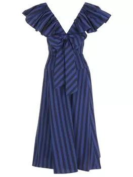 Платье хлопковое в полоску CAROLINA HERRERA