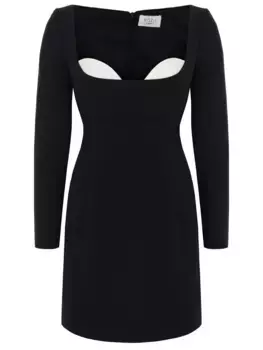 Платье из крепа и экокожи