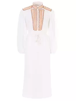 Платье из рами с вышивкой