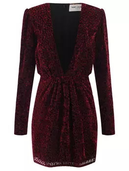 Платье из вискозы и шелка SAINT LAURENT