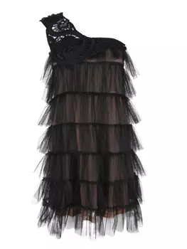 Платье на одно плечо с сеткой