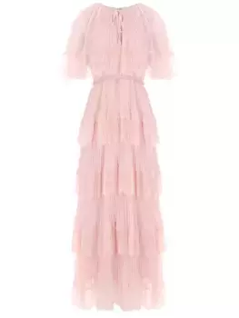 Платье плиссированное с кружевом