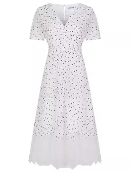 Платье плиссированное с кружевом SELF-PORTRAIT