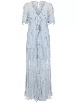 Платье плиссированное с принтом SELF-PORTRAIT