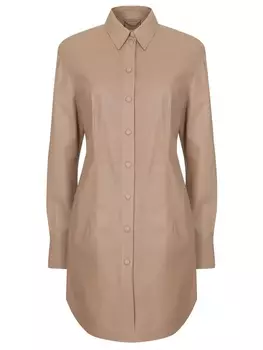 Платье-рубашка кожаное