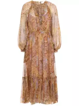 Платье шелковое с принтом