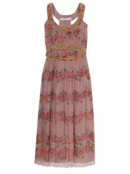 Платье шелковое с принтом BLANK