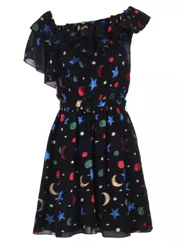 Платье шелковое с принтом SAINT LAURENT