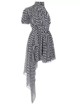 Платье шелковое с принтом SAINT LAURENT