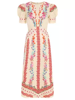 Платье шелковое с принтом SALONI