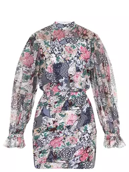 Платье шелковое с принтом SALONI