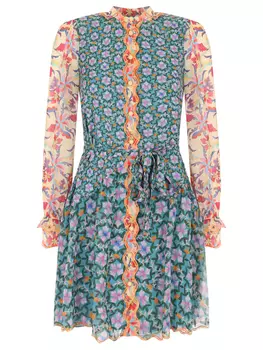 Платье шелковое с принтом SALONI