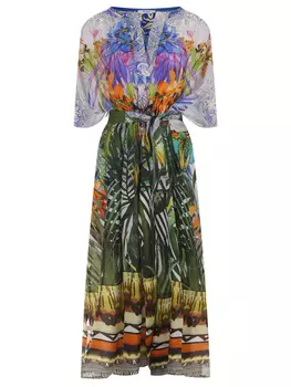 Платье шелковое с принтом SFIZIO