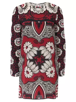 Платье шелковое с принтом VALENTINO