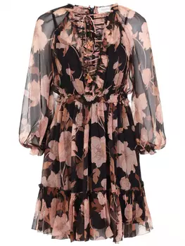 Платье шелковое с принтом ZIMMERMANN