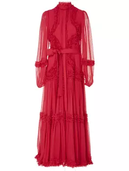 Платье шелковое с рюшами ALEXIS
