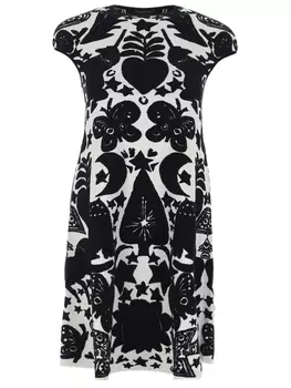 Платье шерстяное с принтом ALEXANDER MCQUEEN