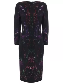 Платье шерстяное с принтом ALEXANDER MCQUEEN