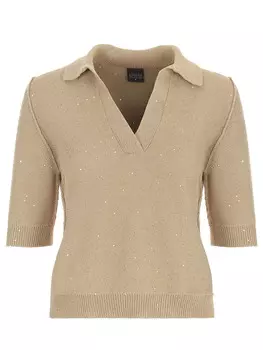 Поло хлопковое с пайетками LORENA ANTONIAZZI