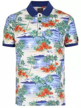 Поло хлопковое с принтом