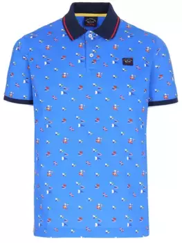 Поло хлопковое с принтом