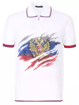 Поло хлопковое с принтом