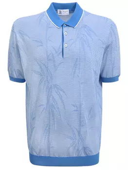 Поло в полоску с принтом