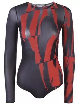 Полупрозрачное боди с принтом