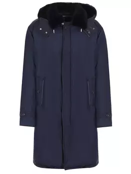 Пуховик из шелка с мехом бобра