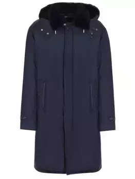 Пуховик из шелка с мехом бобра