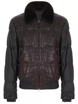 Пуховик с кожей крокодила ENRICO MANDELLI