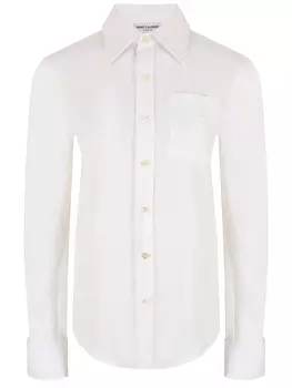 Рубашка из хлопка и льна SAINT LAURENT