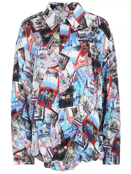 Рубашка шелковая с принтом BALENCIAGA