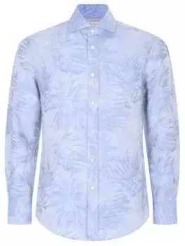 Рубашка Slim Fit из хлопка и льна