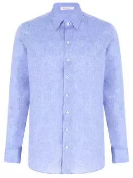 Рубашка Slim Fit из хлопка и льна