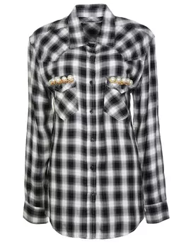 Рубашка в клетку с кружевом