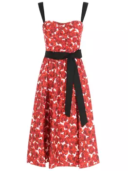 Сарафан хлопковый с принтом CAROLINA HERRERA