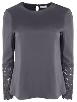 Шелковая блуза с кружевом