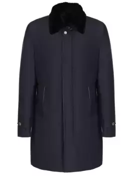 Шелковый плащ с мехом