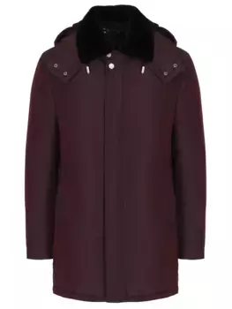 Шелковый пуховик с мехом