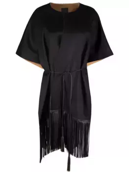 Шерстяная накидка с бахромой